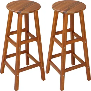 FurniGO Sada 2 barových židlí z akátového dřeva