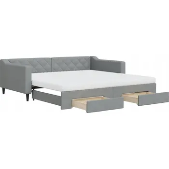 Pohovka Rozkládací pohovka s pěnovými matracemi a zásuvkami světle šedá 223x110x67