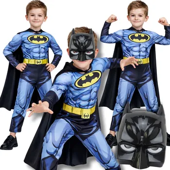 Karnevalový kostým KOSTÝM PŘEVLEK BATMAN MASKA LED SUPERHRDINA NETOPÝR HALLOWEEN 122 128
