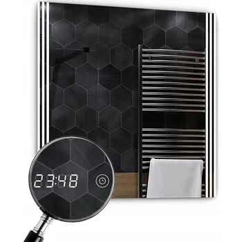 Zrcadlo Zrcadlo do Koupelny 100x100cm Arica s Dotykovými Hodinami