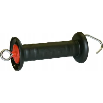 Ohradník Bránová rukojeť s hákem a omezovačem napnutí, spojka pro pásku, černá,