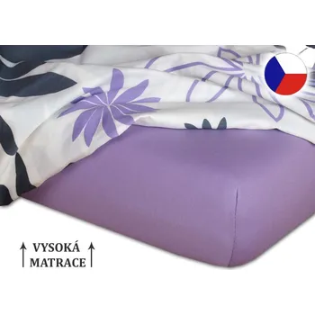 Jersey prostěradlo na vysokou matraci 180x200x25 EXCLUSIVE Fialová