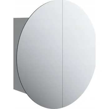 Koupelnový nábytek Koupelnová skříňka s kulatým zrcadlem a LED osvětlením, šedá, 40x40x17,5 cm