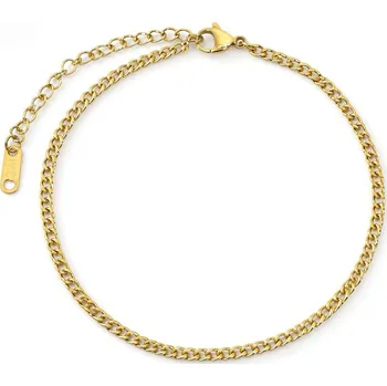 Náramek ELENYS Classic Chain 3 mm – pozlacený náramek na nohu 18K žluté zlato Délka náramku: 20+6 cm / max. 26 cm