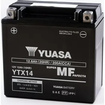Auto-moto baterie Motocyklová baterie / motobaterie YUASA MF AGM YTX14, 12,6Ah, 200A, 12V rozměr 150x87x145 mm