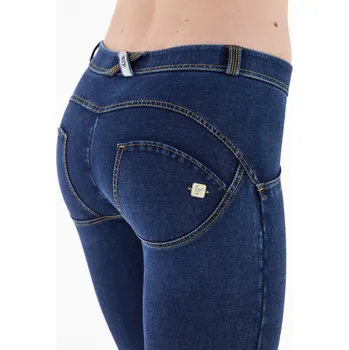 Freddy kalhoty WR.UP ® v džínově modré, zlatý šev, normální pas, superskinny střih, denim žerzej Možnosti velikostí: L