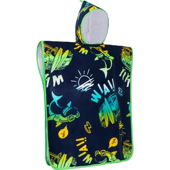 Pláštěnka DECATHLON Dětské surfařské pončo 500 Vanlife 110 až 135 cm MODRÁ