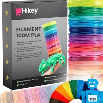 Filament NÁPLŇ DO 3D PERA FILAMENT 100M PLA 20 BAREV MIX BEZPEČNÁ SADA