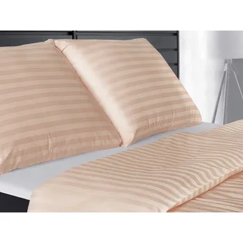 Povlečení Povlečení Atlas grádl proužek 2 cm 2x 70x90, 240x220 béžové