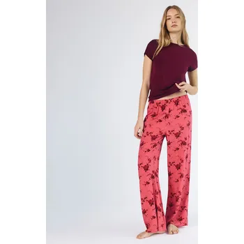 Dámské tričko Reserved - Dvoudílná pyžamová souprava z viskózy - růžová - 978HD-38X - 978HD-38X-S