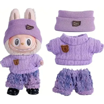 Doplněk pro panenku Oblečení pro panenku Labubu - fialový pletený svetřík