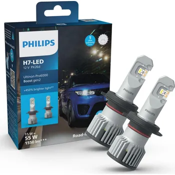 Autožárovka Philips LED H7 12V 15W Ultinon Pro6000 Boost Gen2 +450% s homologací 2ks 11972U60B2X2