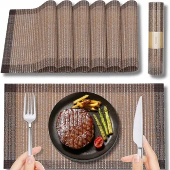 prostírání Prostírání na stůl, omyvatelné, žáruvzdorné 45x30cm, 6 ks, zlatohnědé