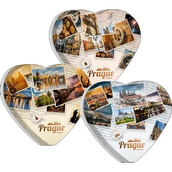 Bonboniéra Carla Praha srdce v plechové dóze 100g (Kartonové balení : 10 ks)