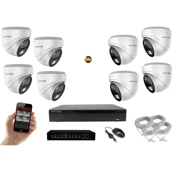 Kompletní kamerový systém MS AI Hybrid light IP 8 kamerový set se switchem 5 Mpix WDome (6141K8B) (Monitorrs Security)