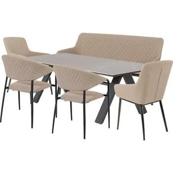 Zahradní nábytek Doppler NOVA PARIS mocca 2 – luxusní zahradní souprava s lavicí 2+2+1+1