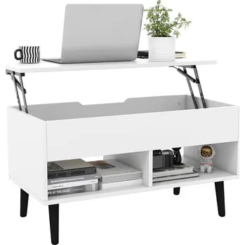 Konferenční stolek Konferenční stolek s výsuvným víkem, bílý