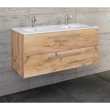 Koupelnový nábytek Vcm 2dílná umyvadlová skříňka Budasi, dub medový