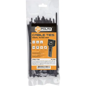 Organizace kabelů Stahovací páska, vázací pásek (trytytka) nylonová černá 4 x 150 mm, 100 ks Polax