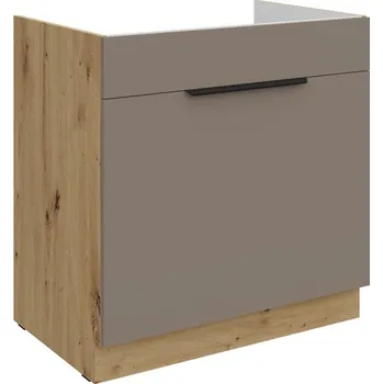 Kuchyňská skříňka Dolní skříňka na dřez LUNARA - šířka 80 cm, tmavě béžová / dub artisan