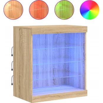 Komoda Moderní komoda s LED osvětlením, dřevěný materiál, dub sonoma,