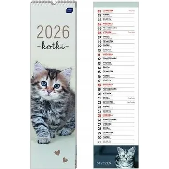 Kalendář Nástěnný kalendář 2026 proužkový 13,5x50cm Kočky INTERDRUK