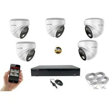 Kompletní kamerový systém Monitorrs Security AI Hybrid light IP 5 kamerový set 5 Mpix WDome (6141K5) (Monitorrs Security)