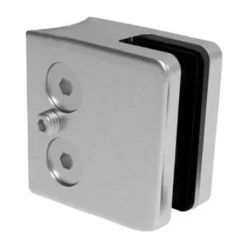 Zábradlí Hahn Steel Držák skla 43x45mm pro sloupek O42,4 mm pro tloušťku 10 mm – nerez AISI 304, broušený