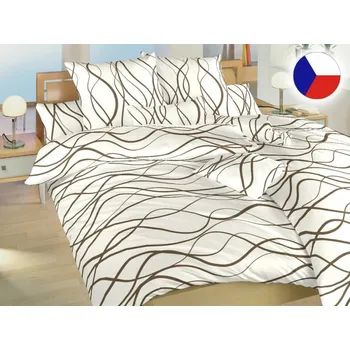 Povlečení Francouzské povlečení bavlněné KOMFORT Vlny hnědé 2x 70x90, 200x200