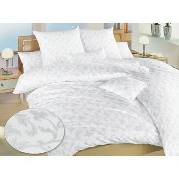 Luxusní damaškové povlečení Rokoko bílé 2x 70x90, 220x200