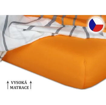 Jersey prostěradlo na vysokou matraci 180x200x25 EXCLUSIVE Pomeranč