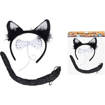 Karnevalový kostým Wiky Sada kočka černostříbrná