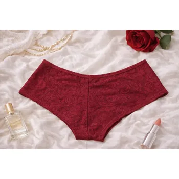 Kalhotky Dámské brazilské kalhotky s krajkou - vínové Velikosti: M
