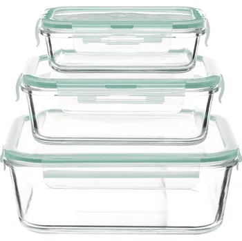 Keramický dřez 5five Simply Smart Skleněné žáruvzdorné nádoby s víčkem pro úschovu potravin, sada 3 kusů