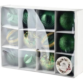 Vánoce Sada 12 ks vánočních baněk Lila 6 cm zelená