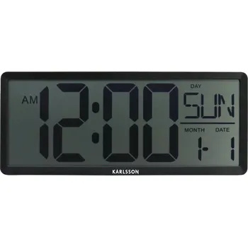 Budík Karlsson, Nástěnné nebo stolní hodiny Retro LCD, černé - Formadore