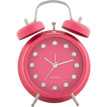 Budík Karlsson, Budík Glam Diamonds, 17 cm, růžový - Formadore
