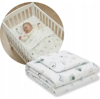 Povlečení FikiMiki Dětské Povlečení do postýlky k přistýlce 75x65 + 30x25 cm bílé