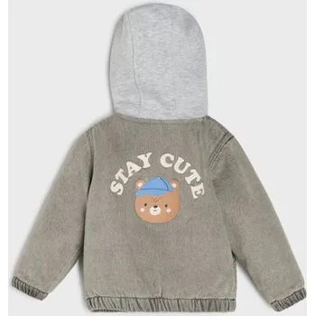 Chlapecká bunda Sinsay - Džínová bunda s&nbsp;kapucí - šedá - 909HD-09J - 909HD-09J-104