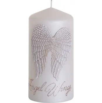 Svíčka Vánoční svíčka ANDĚLSKÁ KŘÍDLA, válec, bílá, d6x13cm