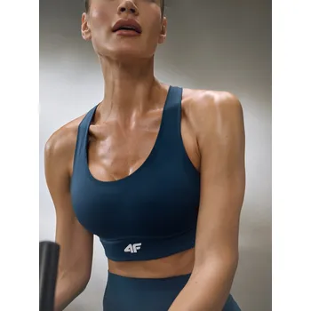 Dámské spodní prádlo 4F DÁMSKÁ SPORTOVNÍ PODPRSENKA TYRKYSOVÁ 46S VYSOKÁ OPORA XS