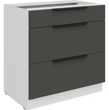 Kuchyňská skříňka Dolní šuplíková skříňka LUNARA - šířka 80 cm, grafit / bílá