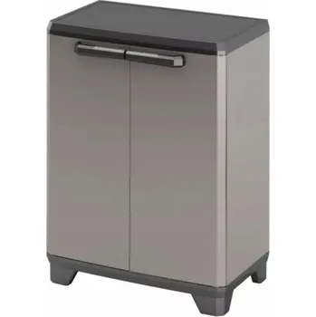 Šatní skříň Nízká 90cm garážová skříňka Tell šedá Plasti