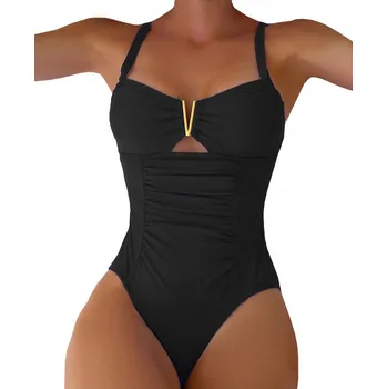 Dámské plavky Jednodílné plavky SNM černé L s nastavitelnými ramínky