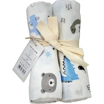 látková plena Kvalitní bavlněná plenka s potiskem - Tetra Premium, 70x70 cm - 2 ks v balení - méďa + dinosaurus PREM (balení 2 ks)