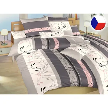 Bavlněné povlečení 220x200, 2x 70x90 KOMFORT Slezsko šedopurpurové