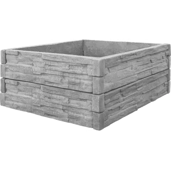 Vyvýšený záhon Betonový vyvýšený záhon - 1 x 1 x 0,5 m - štípaný kámen