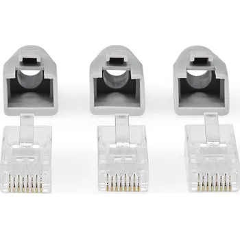 Síťový kabel Nedis RJ45 konektor | RJ45 Pass Through | Pevný/vláknitý kabel UTP CAT6 | Přímý | Pozlacené | 10 ks | PVC | Šedá | Box