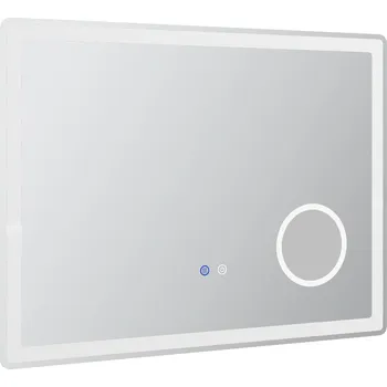 Zrcadlo kleankin LED koupelnové zrcadlo Koupelnové zrcadlo s 3x zvětšením a dotykovou funkcí, 80x60 cm, 3 barvy světla, bez mlhy| Aosom