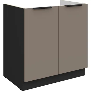 Kuchyňská skříňka Dřezová skříňka LUNARA - šířka 80 cm, tmavě béžová / černá